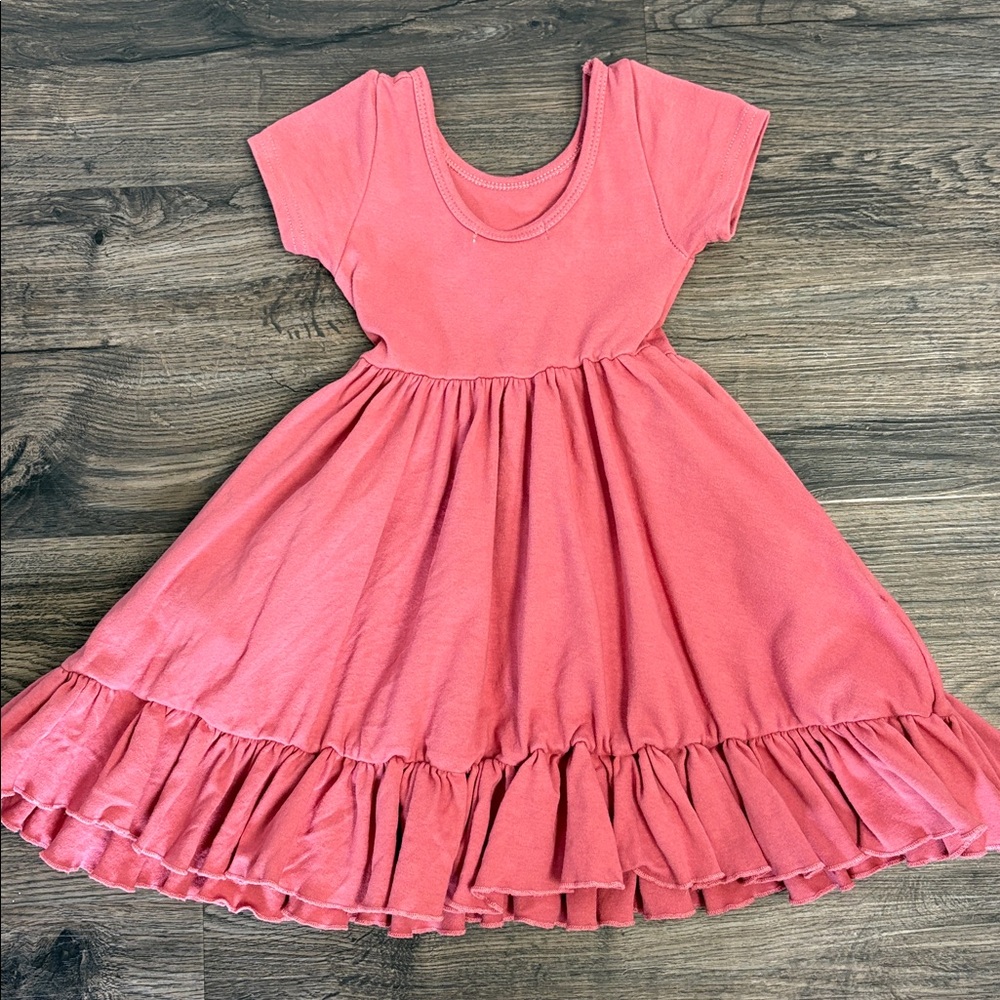Pink Ruffled Twirl Dress Girlhood by Little Stocking Co Size 4T - Picture 3 of 5